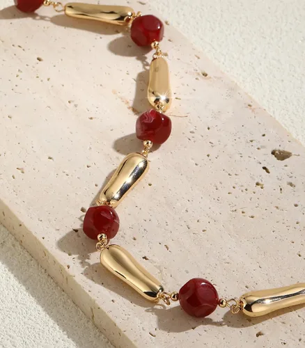 Miniatura 4 de Collares largos de cuentas de oro para mujer, collar de cadena larga con cuentas de resina gruesaperlas, regalos de joyería de oro