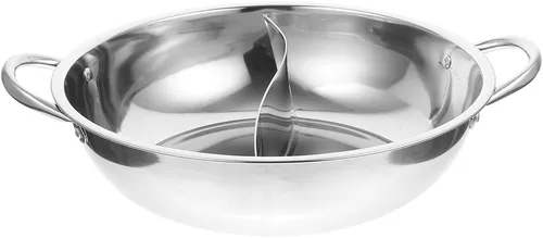 Tofficu Olla caliente de acero inoxidable de 11.02 pulgadas con divisor de doble cara para inducción y estufa de gas, cocina para el hogar