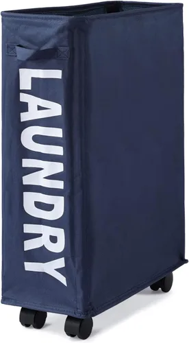 Miniatura 9 de Surblue Cesta para la ropa sucia delgada con ruedas, cesta plegable para la ropa sucia con asa, contenedores de almacenamiento en las esquinas