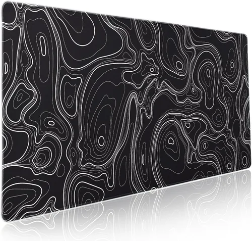 Miniatura 50 de Alfombrilla de mouse negra estética vintage para juegos botánicos, extendida, bonita planta verde bosque, naturaleza, floral, grande