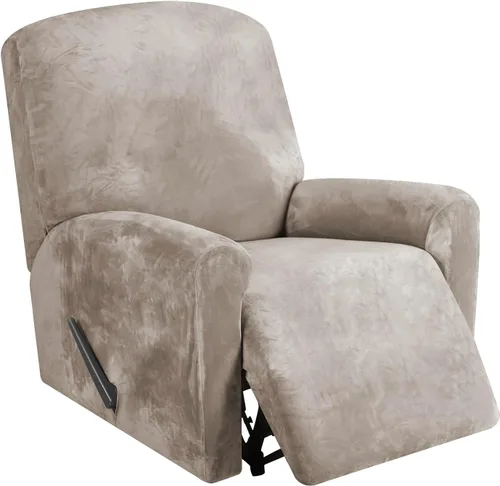Miniatura 17 de FestiCorp Fundas para sillón reclinable de terciopelo real, 4 piezas de fundas para sillón reclinable pequeño Lazy Boy, fundas elásticas para sofá