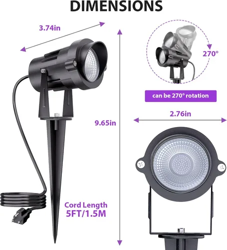 Miniatura 6 de Onforu Foco de luz negra de 18 W para exteriores, IP65 impermeable, longitud de onda de 385-400 nm, luces negras de Halloween enchufables