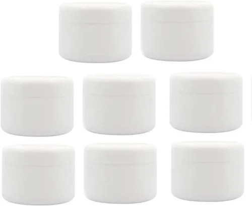 Paquete de 8 recipientes de plástico vacíos para cosméticos con tapa, portátiles de 8 onzas, 8.5 fl oz, rellenables, para maquillaje, crema facial,