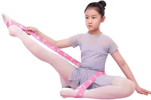 Miniatura 7 de Paquete de 2 Bandas Elásticas de Estiramiento Ajustables para Niños - Bandas Elásticas de 8 Bucles para Ballet, Latín, Yoga, Gimnasia y Estiramiento