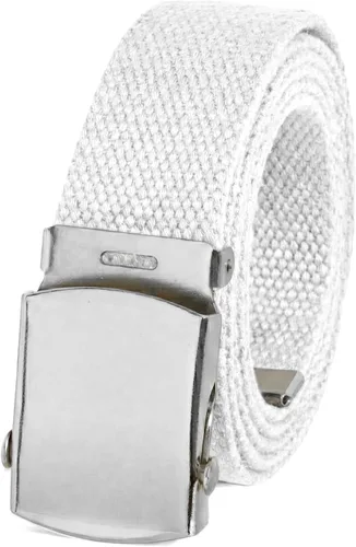 Miniatura 10 de BC Belts Cinturón de tela de lona con hebilla cromada de 54 pulgadas de largo, estilo militar totalmente ajustable
