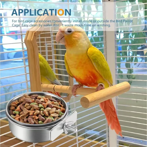 Miniatura 5 de 2 Piezas de Recipientes para Alimentación de Aves de Acero Inoxidable, Tazón Pequeño para Alimentar Aves, Tazón para Comida de Loros de Acero