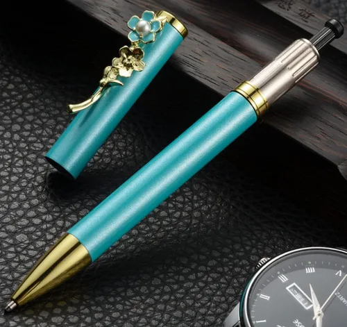 Miniatura 4 de Gullor Bolígrafo de laca negra con estuche de negocios, bolígrafo de metal retráctil ejecutivo de lujo para hombres y mujeres, oficina ejecutiva Azul