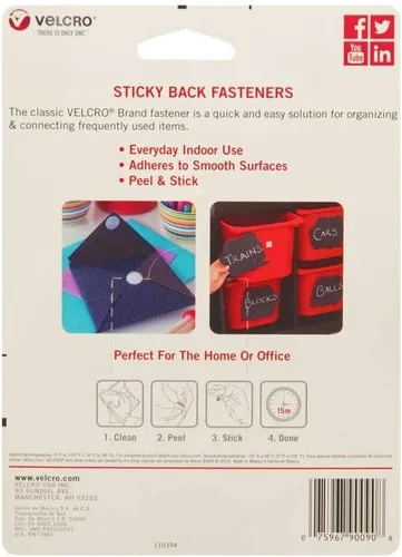 Miniatura 8 de VELCRO Brand - Sujetadores adhesivos de gancho y bucle trasero Perfecto para el hogar u oficina Monedas de 5/8 pulgadas Blanco, 75