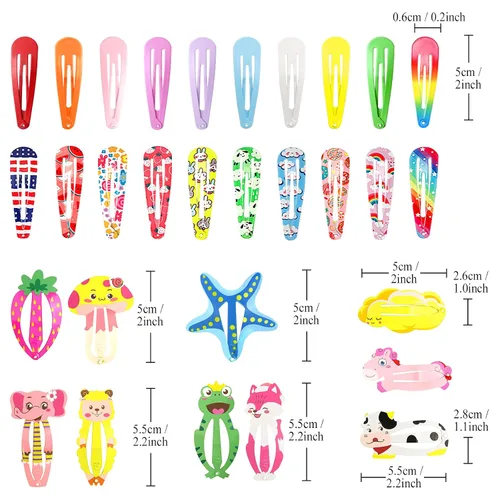 Miniatura 6 de Funtopia - 100 pinzas para el cabello, lindas pinzas para mujeres, adolescentes, niñas, niños, coloridas, sin deslizamientos, de metal, frutas