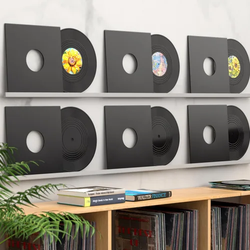 Miniatura 2 de Facmogu 12 piezas de discos de vinilo en blanco, discos de vinilo falsos de 7 pulgadas para decoración de pared estética, discos de hip hop rock