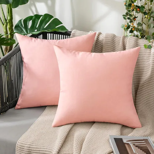 Miniatura 16 de MIULEE Paquete de 2 fundas decorativas para almohadas de exterior, sólidas, impermeables, de lino sintético, estilo granja de jardín, fundas de Óxido