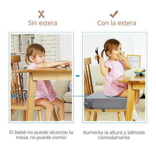 Miniatura 2 de Asiento elevador para niños para mesa de comedor, PU lavable con dobles correas de seguridad, antideslizante, asiento elevador para niños, portátil
