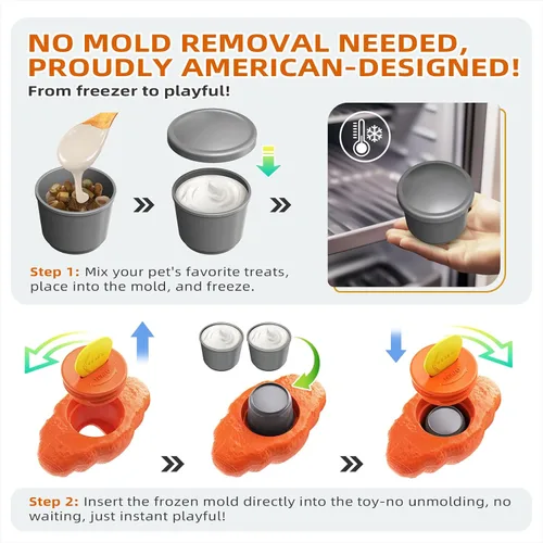 Miniatura 4 de Juguete masticable para perros congelados duraderos para masticadores agresivos, juguete dispensador interactivo para entrenamiento de jaula