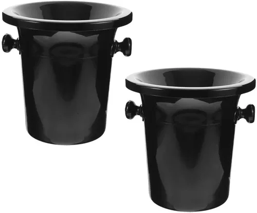 Healifty Cata de vino Spittoon 2 piezas de cata de vino Spittoon Cubo de hielo negro con asas Cubos Spit Barriles de vino frío Barriles de vino Cubo