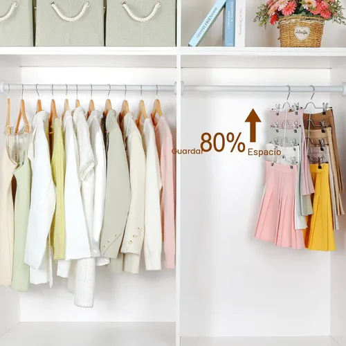 Miniatura 2 de TOPIA HANGER Perchas de falda de 4 niveles para mujer, ahorran espacio con clips ajustables, ahorran un 80% más de espacio, colgador de clip
