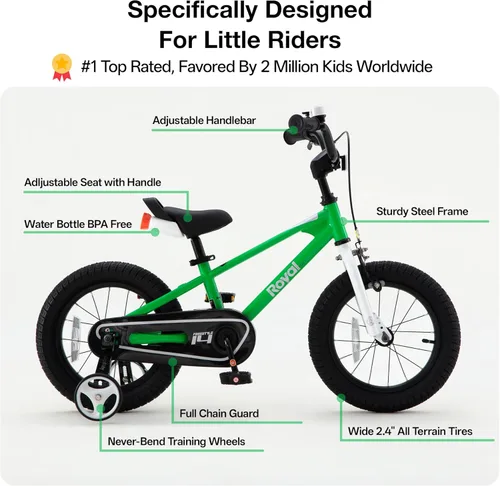 Miniatura 3 de RoyalBaby Freestyle Kids Bike 12 14 16 Inch with Training Wheels, 18 Inch with Kickstand, Bicycle for Ages 3-10 Years Boys Girls