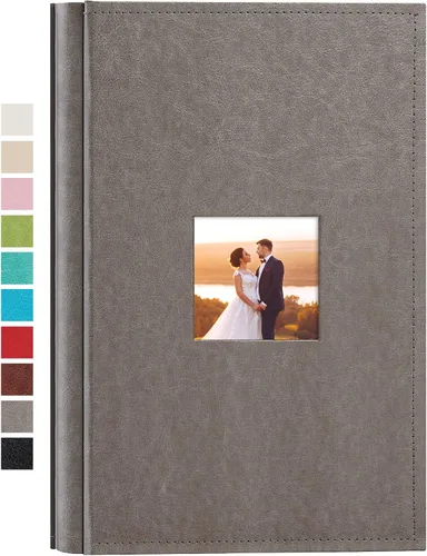 Miniatura 20 de potricher Álbum de fotos pequeño de 4 x 6 pulgadas, 200 fotos, cubierta de cuero, libro de fotos con 200 bolsillos horizontales para familia, boda