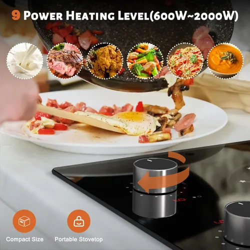 Miniatura 6 de Parrilla Eléctrica de 2 Quemadores – Parrilla Eléctrica de 12 pulgadas integrada y de encimera, parrilla eléctrica portátil de 120 V de dos Control