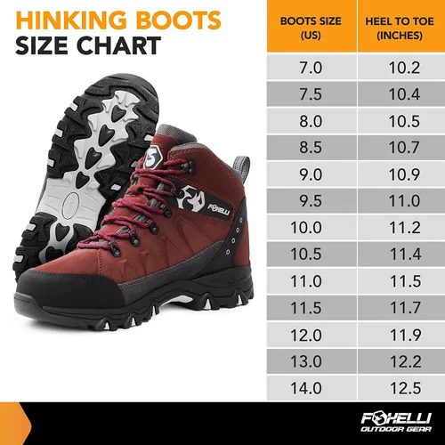 Miniatura 6 de Foxelli Botas de senderismo para hombre, botas de senderismo impermeables de gamuza para hombre, transpirables, cómodas y ligeras