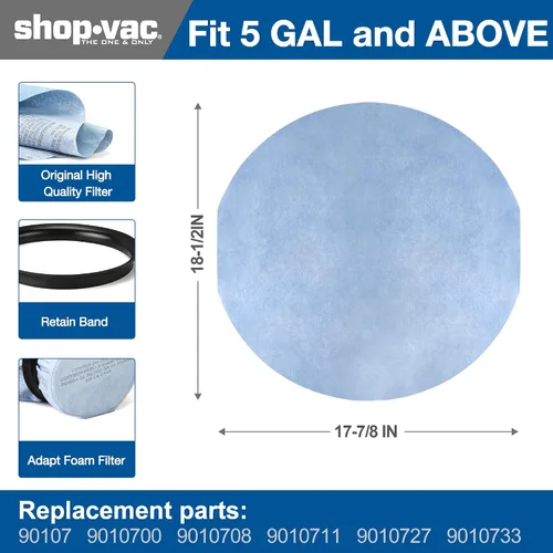 Miniatura 4 de Shop-Vac Filtro de disco de papel 90107 y filtro de funda de espuma 90585, para la mayoría de aspiradoras Shop-Vac en húmedo/seco de 5 galones