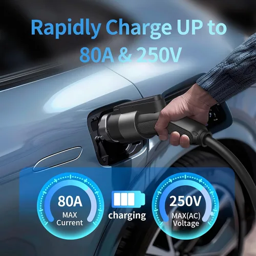 Miniatura 4 de Adaptador de Carga J1772 a Cargador Tesla QIAO, Hasta 80A 250V - Adaptador J1772 a NACS para Cargar Coches Eléctricos Tesla en Estación de Carga AC
