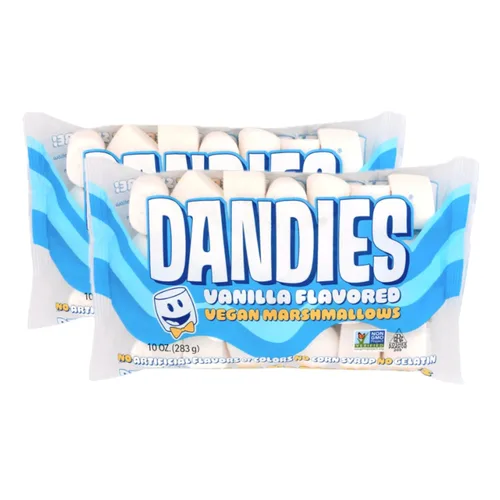 Dandies Malvaviscos veganos originales, sin sabores artificiales, colorantes alimenticios, jarabe de maíz o gelatina, perfectos para asar, s'mores o