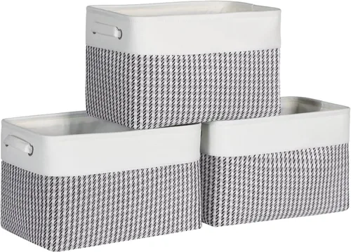 Miniatura 15 de Contenedores plegables de almacenamiento, canastas de tela plegables en forma de cubo con asas duraderas, organizadores de armario para organizar