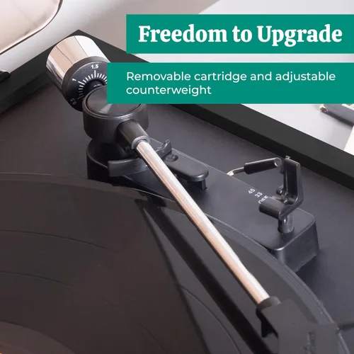 Miniatura 2 de Electrohome Montrose - Reproductor de discos de vinilo inalámbrico actualizable con Berkeley, altavoces Bluetooth alimentados, tweeter de 1 pulgada