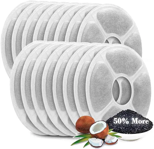Miniatura 9 de Filtros de fuente de agua para gatos, paquete de 6 unidades, 50% más de carbón activado, filtros de repuesto para fuente de flores de gato, aptos