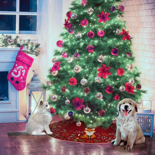 Miniatura 6 de Falda de árbol de Navidad de 36 pulgadas, animales del bosque, decoración de falda de árbol de Navidad para casa de campo, rústico, Navidad