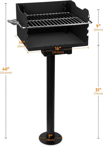Miniatura 2 de Stanbroil Barbacoa de carbón para exteriores, parrilla de barbacoa de acero resistente con rejilla de cocina de acero inoxidable y poste sobre/bajo