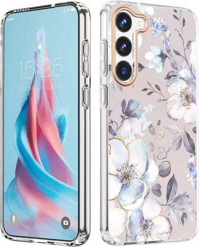 Miniatura 15 de MILPROX Compatible con Samsung Galaxy S22 Funda de Flores, bonito diseño de funda para niñas y mujeres, a prueba de golpes, patrón floral, parte