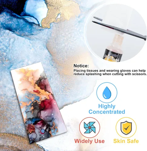 Miniatura 3 de Roizefar Juego de tinta con base de alcohol - 28 botellas de colores vívidos de alta concentración, pintura metálica en resina, tinte seguro