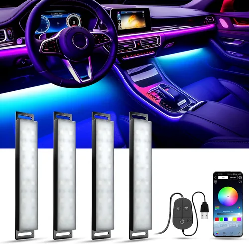 Miniatura 10 de YiLaie Luces interiores de automóvil, luces interiores inteligentes para automóvil con control de aplicación, kit de iluminación interna de neón