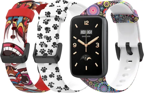 Miniatura 10 de Lijinlan Bandas de repuesto compatibles con Xiaomi Mi Band 7 Pro Strap mujeres hombres, impresión colorida linda piel floral suave flexible silicona