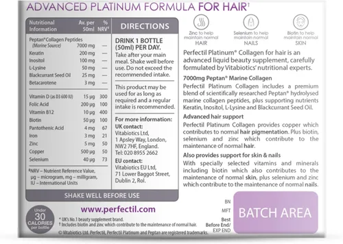 Miniatura 9 de Perfectil by Vitabiotics Platinum Colágeno Bebida Capilar 10 x 1.7 fl oz