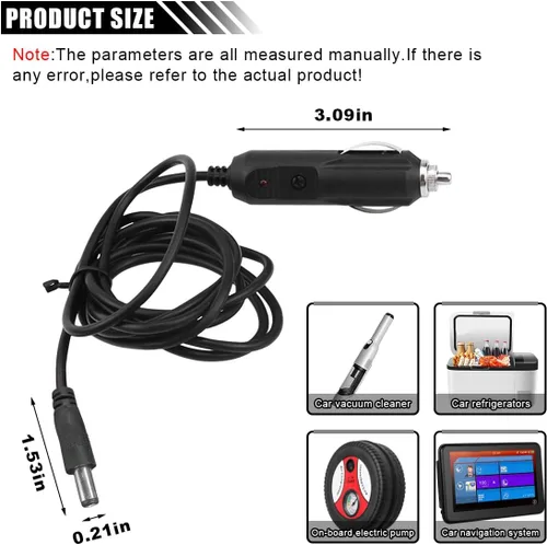 Miniatura 2 de Adaptador de cargador de coche de 12 V, compatible con cojín de masaje de cuello y espalda, encendedor de cigarrillos, cable de enchufe macho