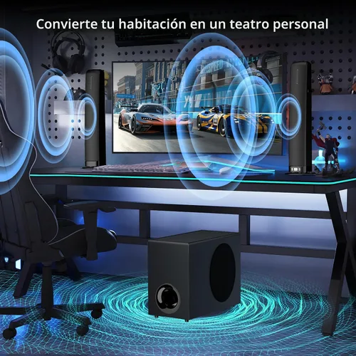 Miniatura 4 de Barra de Sonido Assistrust con Subwoofer, Barra de Sonido de 110W para Smart TV con Bajo Profundo Ajustable y Aumento de Volumen y 3 Modos de EQ