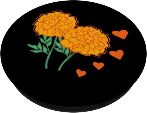Miniatura 2 de Flores de caléndula mexicanas lindas naranjas para mujeres y niñas, México PopSockets intercambiables PopGrip