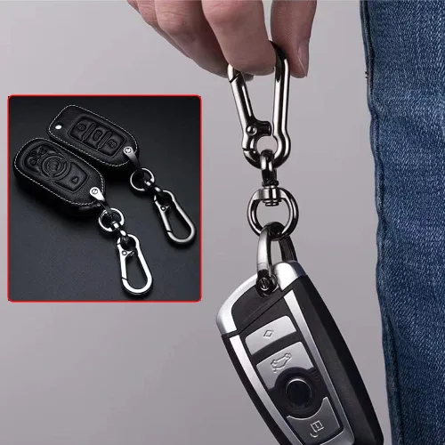 Miniatura 6 de 2 juegos de llavero para coche, clip para llave de coche, llavero con forma de herradura de liberación rápida con anillo en D y mosquetón redondo