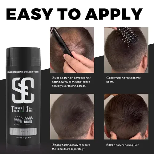 Miniatura 4 de SOVONCARE Fibras capilares blancas para adelgazar el cabello, fibras de construcción del cabello para puntos calvos, indetectables y naturales