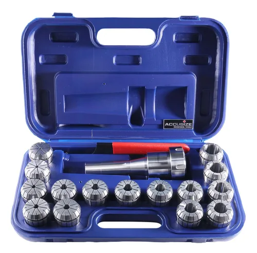 Miniatura 11 de Accusize Industrial Tools R8 Shank Plus 8 Pcs Sistema de Collet Er16, 3/32" - 3/8", 1 Llave en una Caja Ajustada, 0223-0944 3/32"-3/8", Alloy