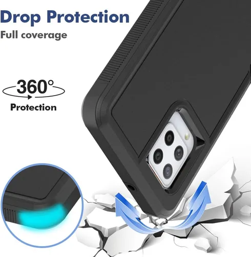 Miniatura 6 de Jeylly Funda para Samsung Galaxy A42 5G con protector de pantalla de vidrio templado, resistente a los golpes, a prueba de caídas, duradera