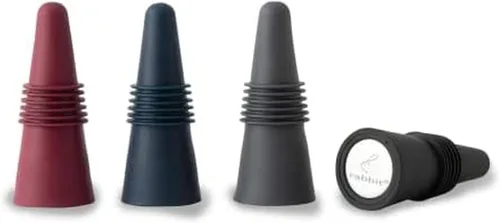Rabbit W6121 - Juego de 4 tapones para botellas de vino, multicolor para preservar la frescura, elegante y duradero, perfecto para fiestas y regalos
