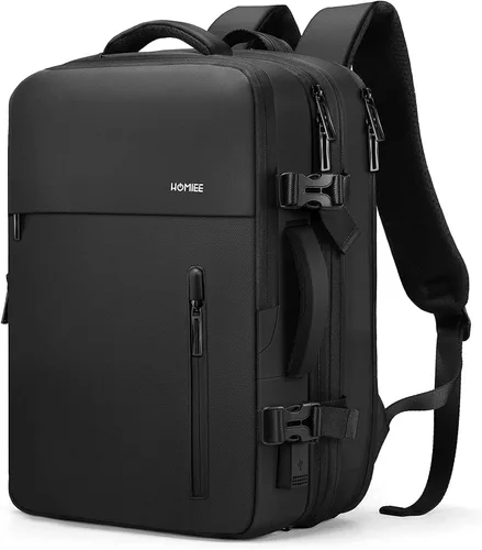 HOMIEE Mochila de transporte expandible de 40 L para laptop de 15.6 pulgadas con puerto de carga USB para fines de semana de negocios, aprobada por