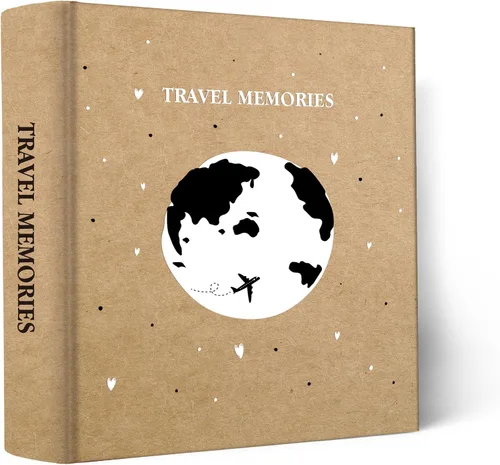 Álbum de fotos Holoary 4x6 200 fotos 2 imágenes por página, 200 bolsillos 4x6 pulgadas con espacio para escribir, cubierta de papel kraft diseño de