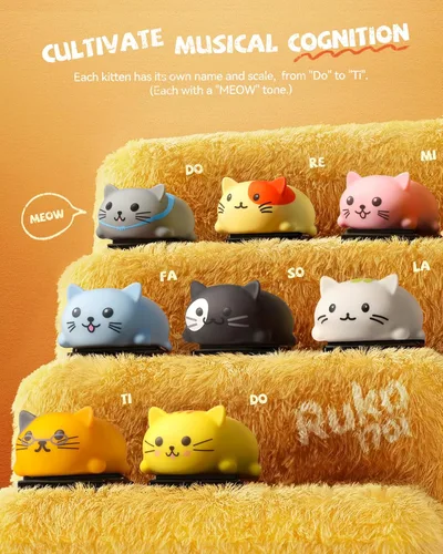 Miniatura 6 de Ruko 1701 - Teclados de piano de gatos musicales con lindo tono de miau, escala de música de reproducción de prensa, divertidos juguetes musicales