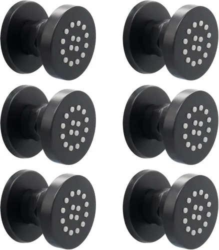 Miniatura 12 de HOMEDEC Cabezal de ducha redondo de latón de 2 pulgadas, para masaje, spa, soporte de pared, 4 piezas, negro mate