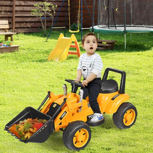 Miniatura 2 de FFlyer - Excavadora de paseo para niños, excavadora cargadora alimentada por batería de 6 V con cubo de excavación controlable, bocina
