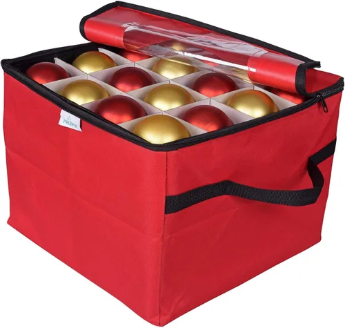 Miniatura 2 de ProPik - Caja de almacenamiento para adornos navideños, 3 bandejas separadas extraíbles con divisores para 48 esferas; organiza y protege